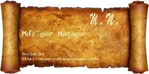 Móger Natasa névjegykártya